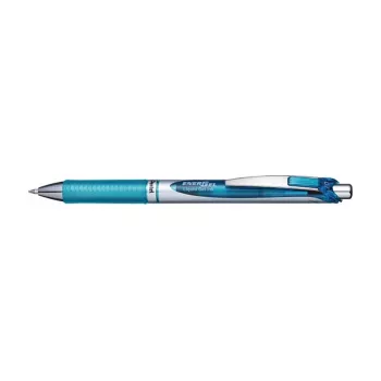 Pentel EnerGel Xm Caneta de gel retrátil - tinta azul-claro - 0,35 mm ponta de agulha - corpo azul - punho em borracha
