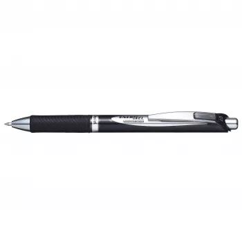 Pentel BLP77-AX Caneta de gel retrátil - tinta preta - 0,7 mm - à base de pigmento - corpo preto - clipe prateado - caixa