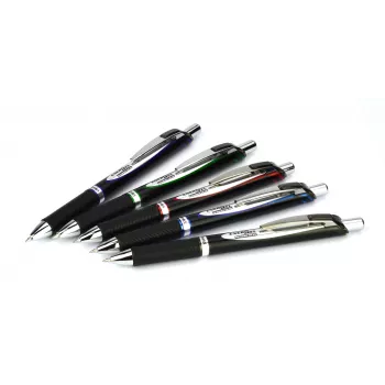 Pentel BLP77-AX Caneta de gel retrátil - tinta preta - 0,7 mm - à base de pigmento - corpo preto - clipe prateado - caixa