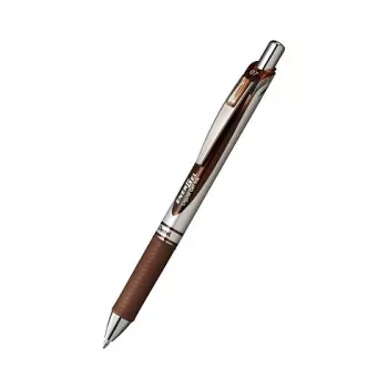 Pentel EnerGel Xm Caneta de gel retrátil - tinta castanha - 0,35 mm - ponta extrafina - ponta de agulha - corpo em plástico - punho em borracha - corpo castanho - clipe prateado - forma redonda