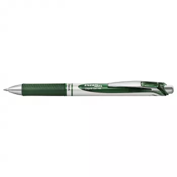 Caneta de gel retrátil Pentel Energel BL77 - tinta verde - corpo verde - detalhes prateados - 0,7 mm - ponta média - à base de água - uma caneta