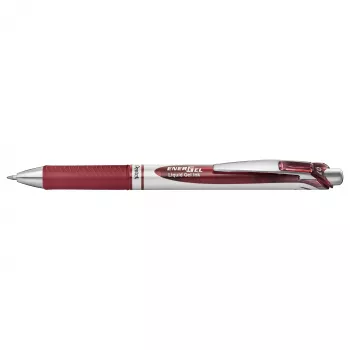 Caneta de gel retrátil Pentel Energel BL77 - tinta borgonha - 0,7 mm - clipe prateado - corpo redondo