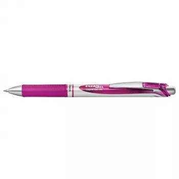 Caneta de gel retrátil Pentel Energel BL77 - tinta magenta - 0,7 mm - ponta média - detalhes prateados
