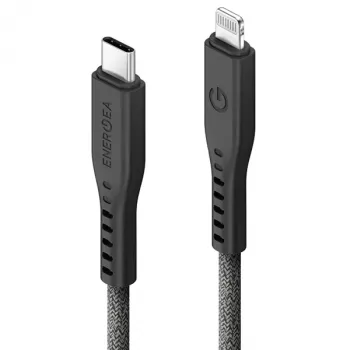ENERGEA Flow Cabo USB-C para Lightning 1,5m Preto 60W 3A Carregamento Rápido PD Certificado MFi
