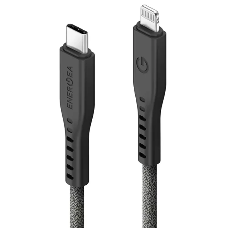 ENERGEA Flow Cabo USB-C para Lightning 1,5m Preto 60W 3A Carregamento Rápido PD Certificado MFi