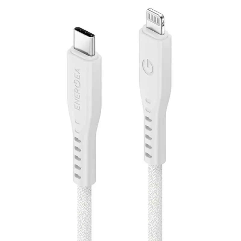 ENERGEA Flow Cabo USB-C para Lightning 1,5m Branco 60W 3A Carregamento Rápido PD MFi