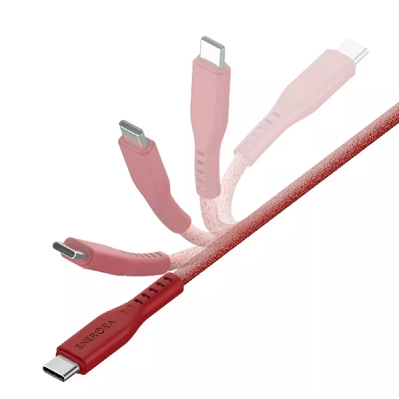 ENERGEA Flow Cabo USB-C para USB-C 1,5m Vermelho 240W 5A Carregamento Rápido PD
