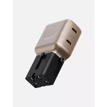Carregador de parede ENERGEA TravelGoAdapter 45 2xUSB-C 45W dourado e preto