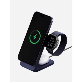 Estação de carregamento sem fios dobrável ENERGEA MagTrio 2 3-em-1 25W Qi2 Azul