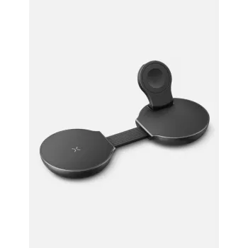 Estação de carregamento sem fios dobrável ENERGEA Alumag Trio 2 3-em-1 Qi2 25W Gunmetal