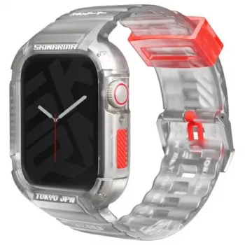 Capa e braçadeira 2-em-1 SKINARMA Saido para Apple Watch 45/44mm, transparente