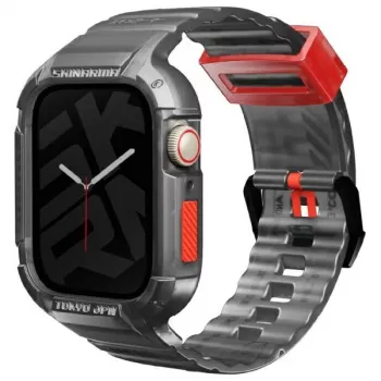 Braçadeira e capa 2-em-1 Skinarma Saido para Apple Watch 45/44mm - Smoke