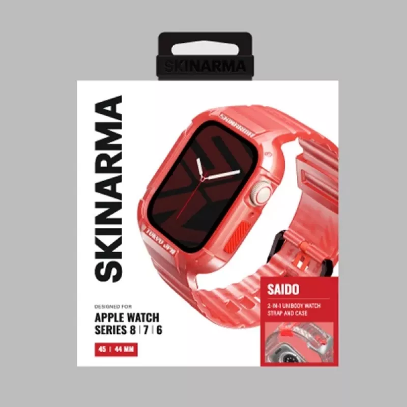 Braçadeira e capa protetora 2-em-1 Skinarma Saido para Apple Watch 45/44mm vermelho