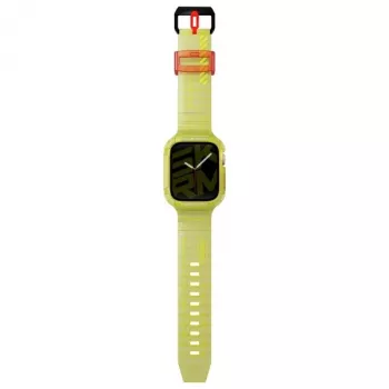 Braçadeira e capa 2-em-1 Skinarma Saido para Apple Watch 45/44mm amarelo néon