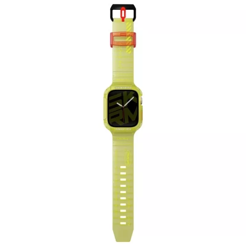 Braçadeira e capa 2-em-1 Skinarma Saido para Apple Watch 45/44mm amarelo néon