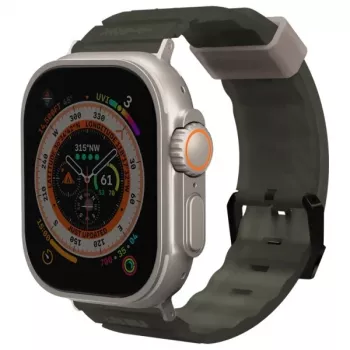 Braçadeira Skinarma Shokku para Apple Watch 49/45/44mm verde-azeitona-escuro