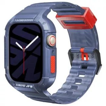 Capa 2-em-1 com braçadeira integrada Skinarma Saido para Apple Watch 45/44mm azul-escuro