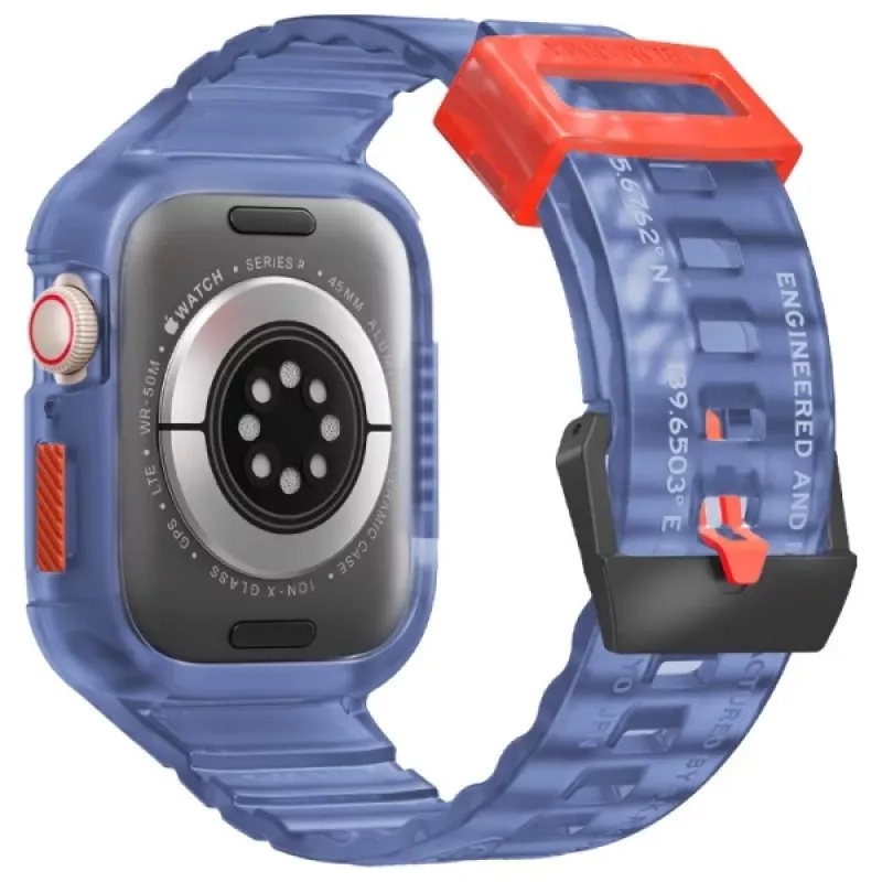 Capa 2-em-1 com braçadeira integrada Skinarma Saido para Apple Watch 45/44mm azul-escuro