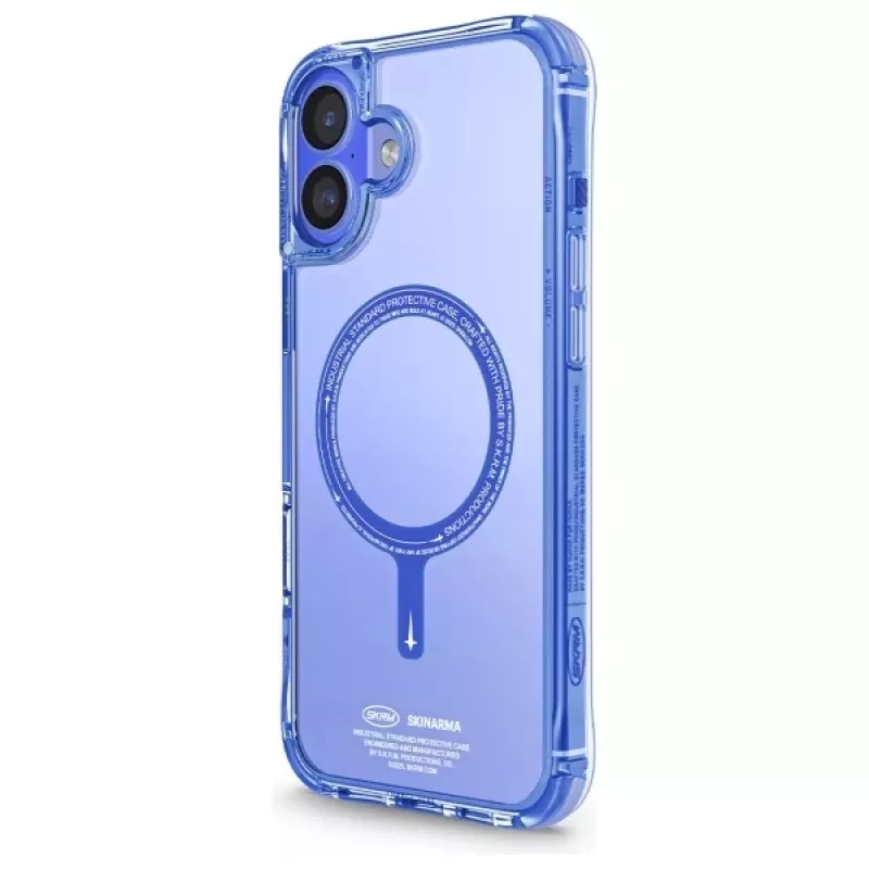 Capa SKINARMA Saido para iPhone 16 Plus 6,7 polegadas, carregamento magnético, azul