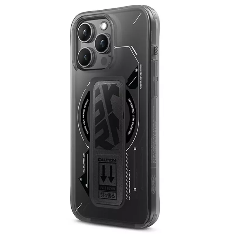 Capa SKINARMA Helio para iPhone 16 Pro 6,3 polegadas com carregamento magnético + suporte de aderência preta