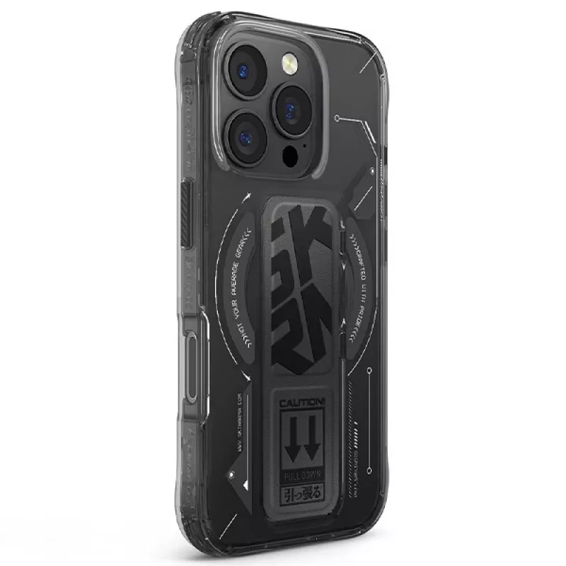 Capa SKINARMA Helio para iPhone 16 Pro 6,3 polegadas com carregamento magnético + suporte de aderência preta
