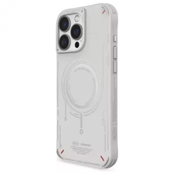 Capa SKINARMA Mecha para iPhone 16 Pro 6,3 polegadas, carregamento magnético, cinzento-claro