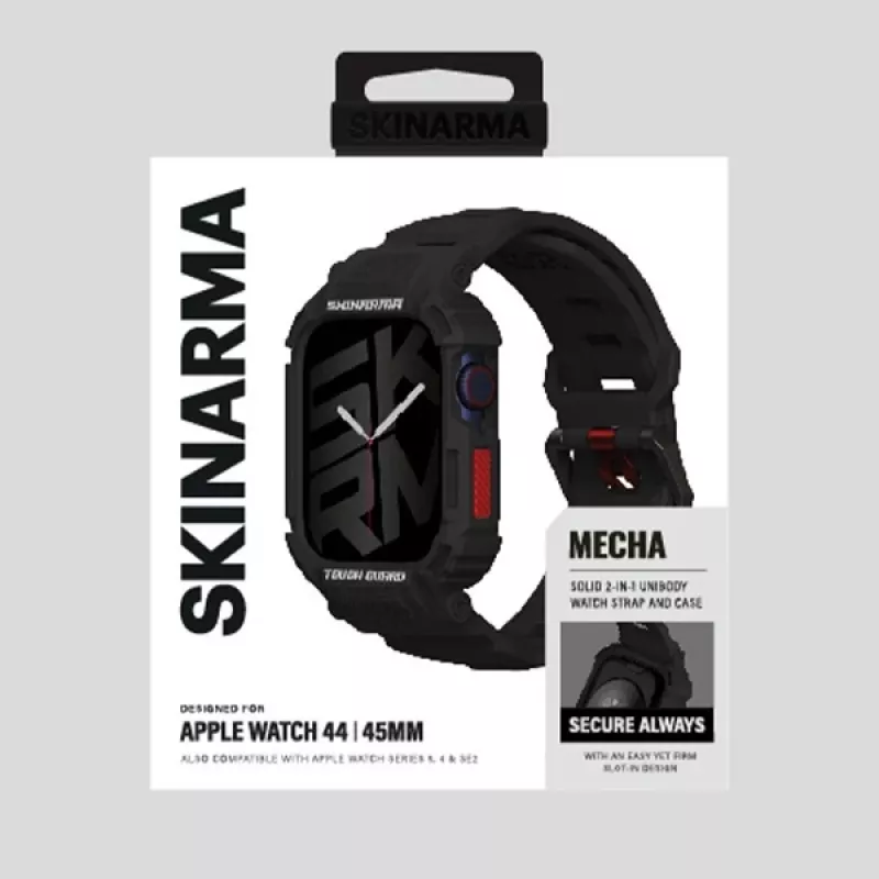 Capa com bracelete 2 em 1 SKINARMA Mecha para Apple Watch 45/44 mm preta