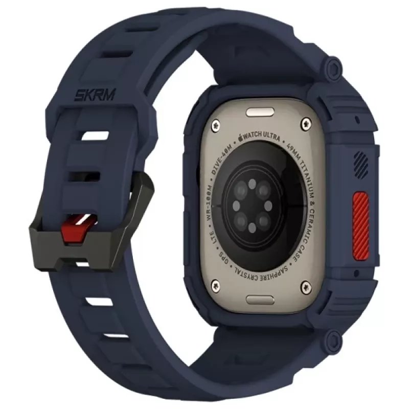 Capa 2 em 1 com bracelete SKINARMA Mecha para Apple Watch Ultra 49 mm azul-marinho
