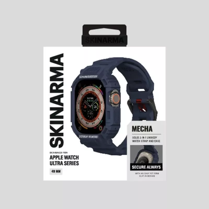 Capa 2 em 1 com bracelete SKINARMA Mecha para Apple Watch Ultra 49 mm azul-marinho