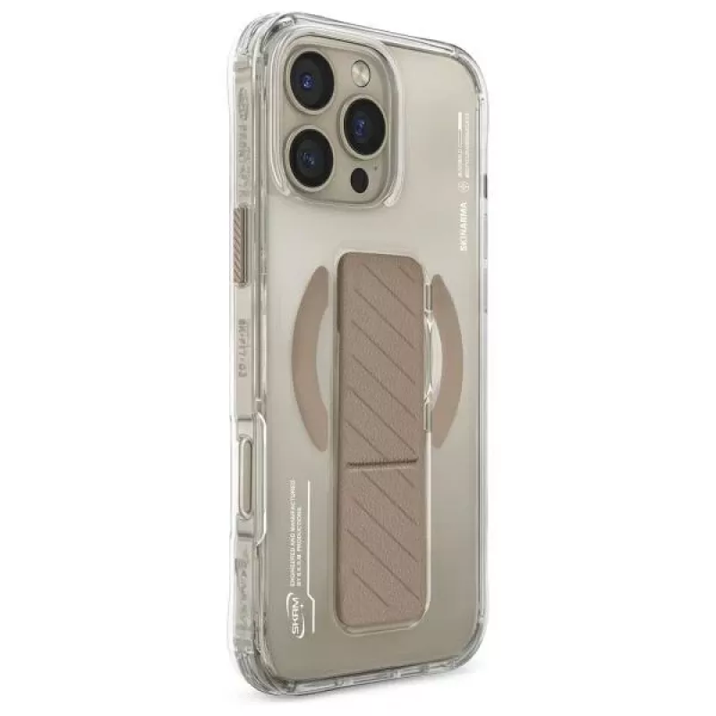Capa Skinarma Axon com carregamento magnético + suporte de mão para iPhone 16 Pro 6,3