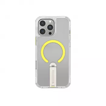 Capa com suporte rotativo 360 com carregamento magnético Skinarma Helix para iPhone 16 Pro, transparente