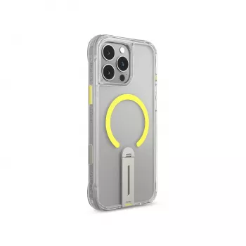 Capa com suporte rotativo 360 com carregamento magnético Skinarma Helix para iPhone 16 Pro, transparente