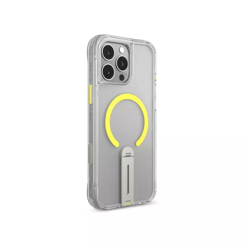 Capa com suporte rotativo 360 com carregamento magnético Skinarma Helix para iPhone 16 Pro, transparente