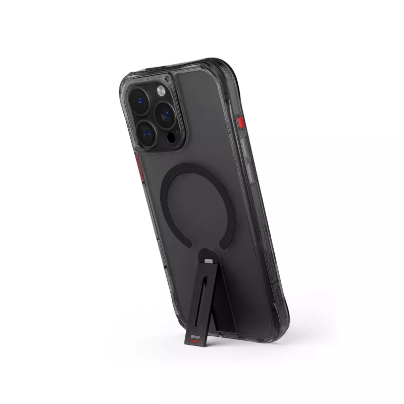 Capa com suporte rotativo 360 com carregamento magnético Skinarma Helix para iPhone 16 Pro preta