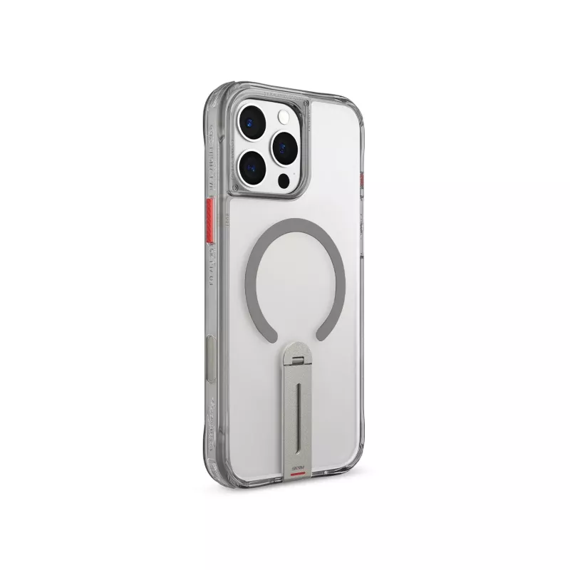 Capa Skinarma Helix para iPhone 16 Pro, carregamento magnético, suporte rotativo 360°, titânio
