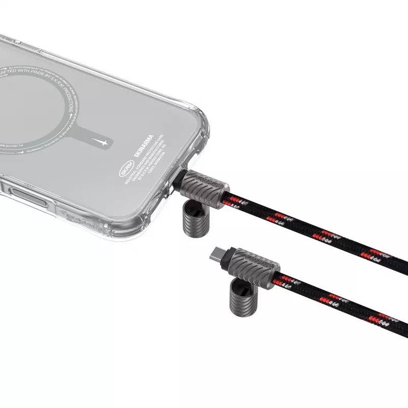 Cabo de cordão 2 em 1 USB-C para USB-C Skinarma Dyno Ve, 80 cm, preto