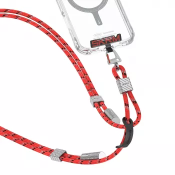 Cordão para telemóvel 2 em 1 com cabo de carregamento USB-C Skinarma Dyno Ve, 30 cm, vermelho