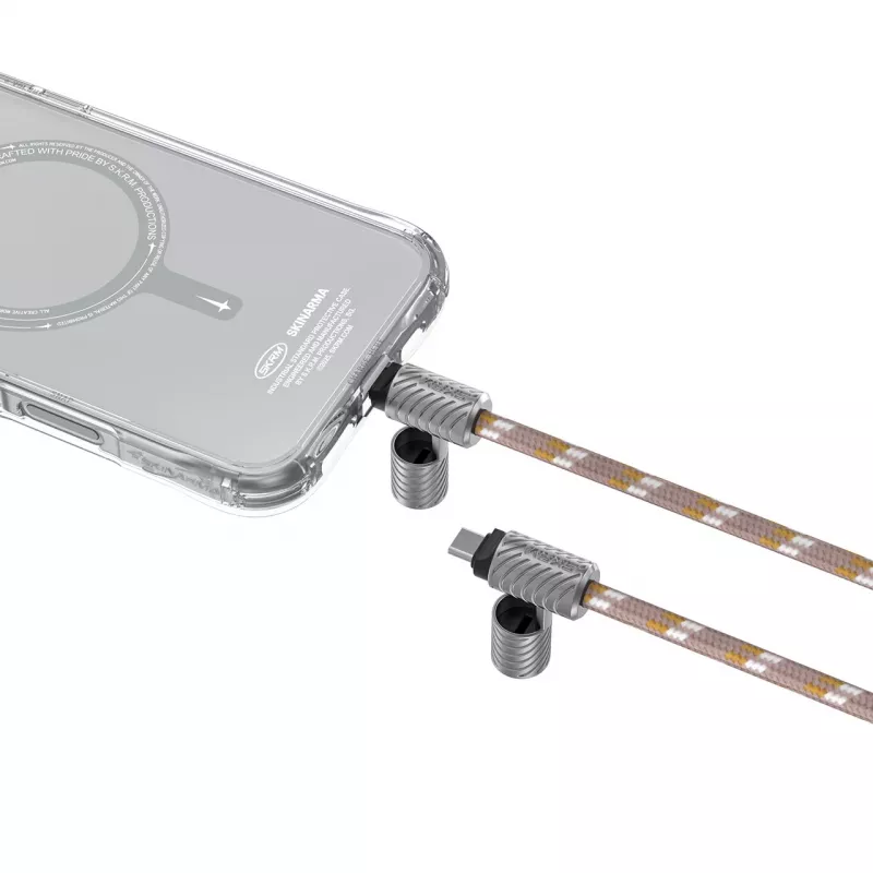 Cordão para telemóvel e cabo 2 em 1 USB-C para USB-C SKINARMA Dyno Ve 80 cm bege