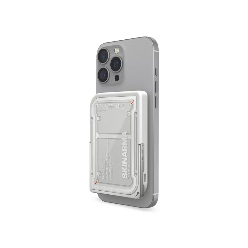 Skinarma Nexus Mecha Power Bank Magnética com Kick-Stand 5000mAh 20W PD USB-C MagSafe Cinzento Claro