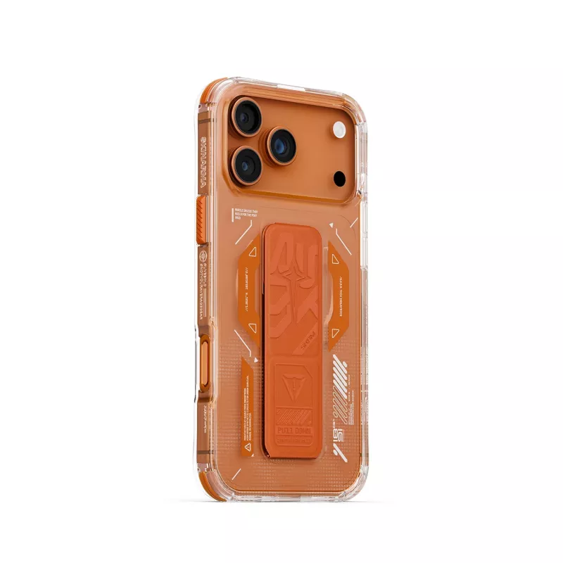 Skinarma Helio Capa para iPhone 17 Pro Max Carregamento Magnético + Grip Stand Laranja
