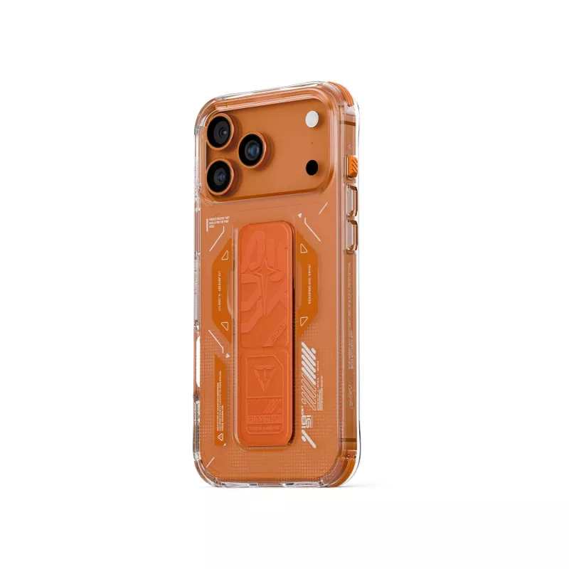 Skinarma Helio Capa para iPhone 17 Pro Max Carregamento Magnético + Grip Stand Laranja