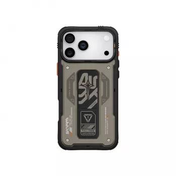Capa Skinarma Aegis para iPhone 17 Pro com carregamento magnético + suporte com pega, cinzento