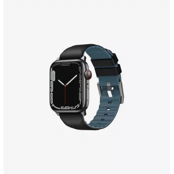 Pulseira UNIQ Linus para Apple Watch Series 1/2/3/4/5/6/7/8/9/SE/SE2/SE3 38/40/41mm Airosoft silicone preto meia-noite