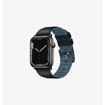 Pulseira UNIQ Linus para Apple Watch Series 1/2/3/4/5/6/7/8/9/SE/SE2/SE3/Ultra/Ultra 2/Ultra 3 42/44/45/49mm Airosoft silicone preto meia-noite