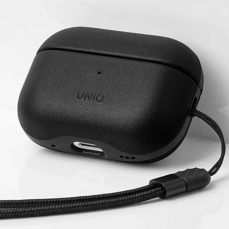 UNIQ Terra Capa para AirPods Pro 2.ª Ger (2022/2023) - Pele Genuína, Preto Dallas
