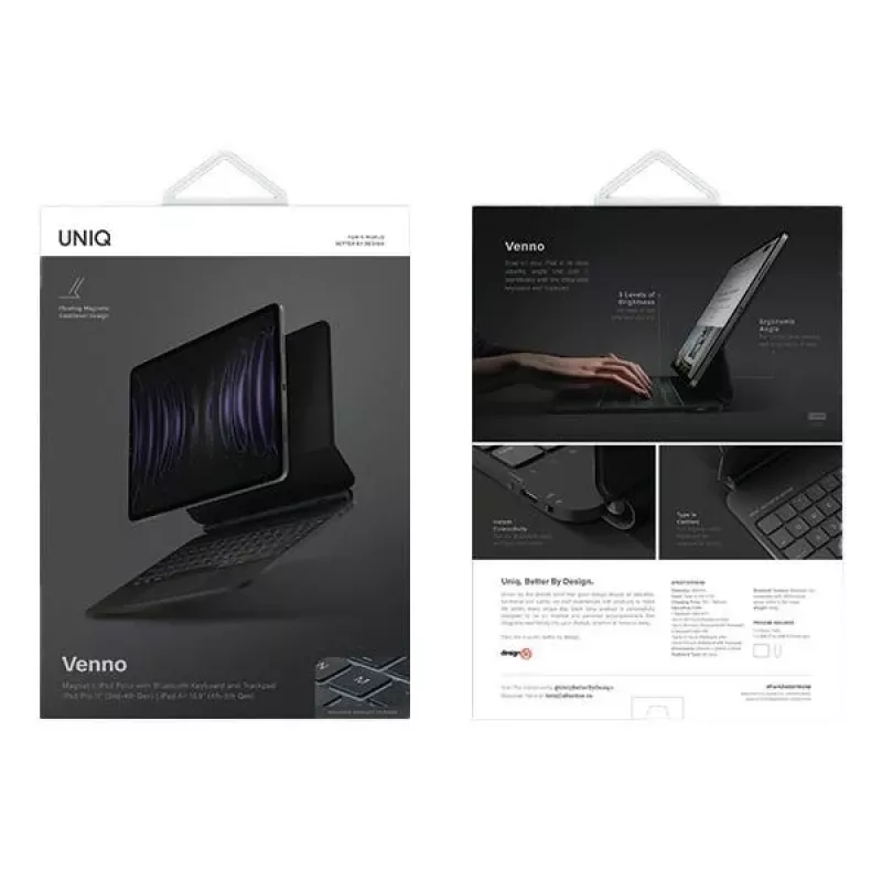 UNIQ Venno Capa com Teclado Inteligente Magnética para iPad Pro 11 (2022/2021) & iPad Air 10.9 (2022/2020) - Preto Ébano