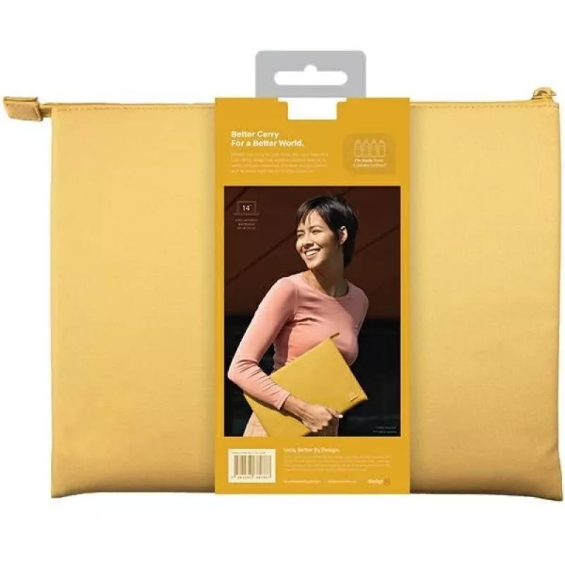 Mala para Portátil UNIQ Lyon 14 polegadas Canary Yellow Impermeável RPET