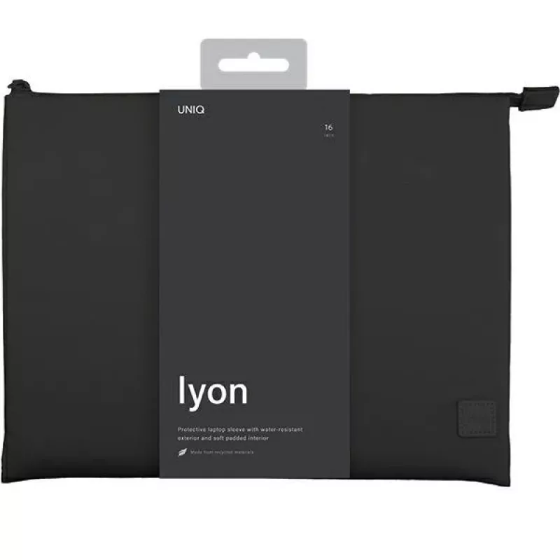 UNIQ Lyon Mala para Portátil 16 Polegadas Preto Meia-Noite Impermeável RPET