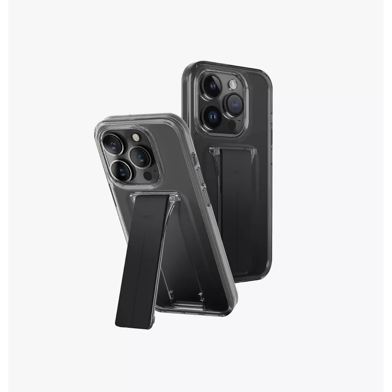 Capa com Suporte UNIQ Heldro Mount para iPhone 15 Pro 6,1 polegadas Lucent Clear