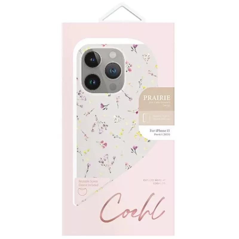 Capa UNIQ Coehl Prairie para Apple iPhone 15 Pro 6,1 polegadas Blush Beige